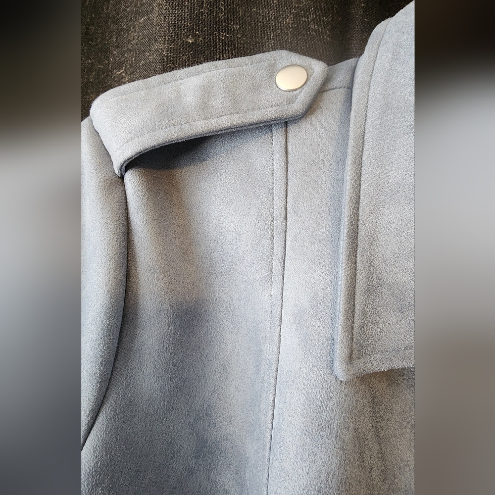 BB Dakota x Steve Madden Faux Suede Moto Jacket Women’s XL Light Blue Zip Front - Picture 7 of 8